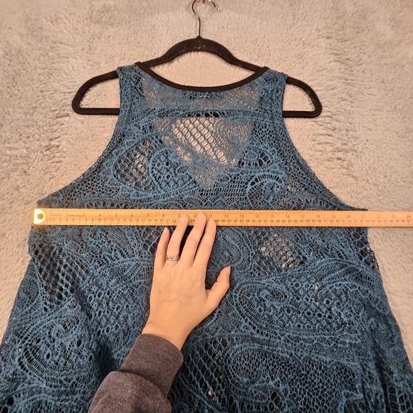 Pretty Angel Crochet Top Womens M Lace Sheer Linen Silk Whimsigoth Fairy Grunge - Picture 11 of 13